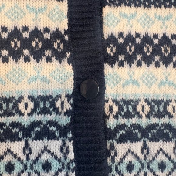 Croft & Barrow Womens Plus 2X Nordic Cardigan Sweater Open Front Blue Fair Isle - Picture 9 of 10